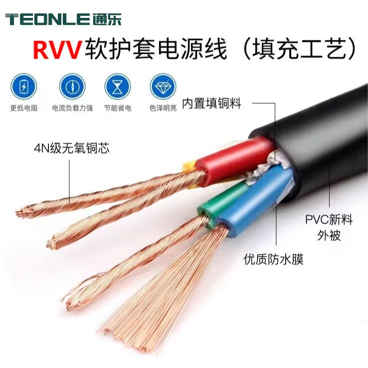 RVV多芯柔性护套软形电缆厂家直销