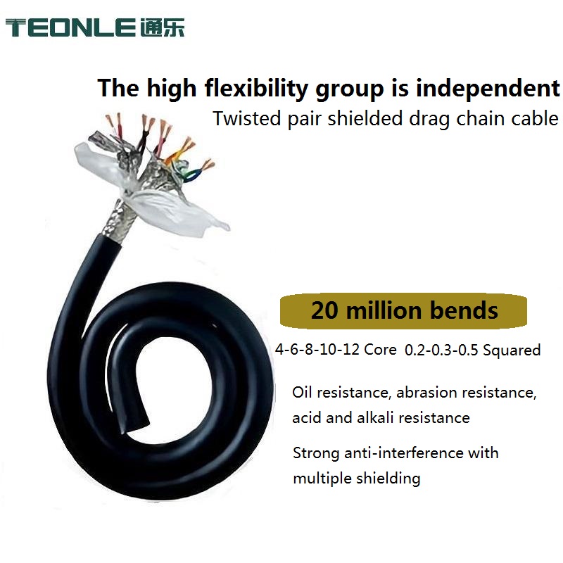 Bending resistance 20 million high flexible group independent twisted-shielded tow chain cable TRVVPPS