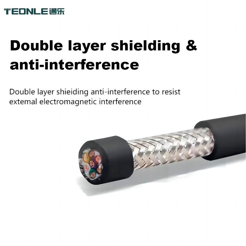 High flexibility towed chain robot control cable resistant to bending double shield anti-interference cable