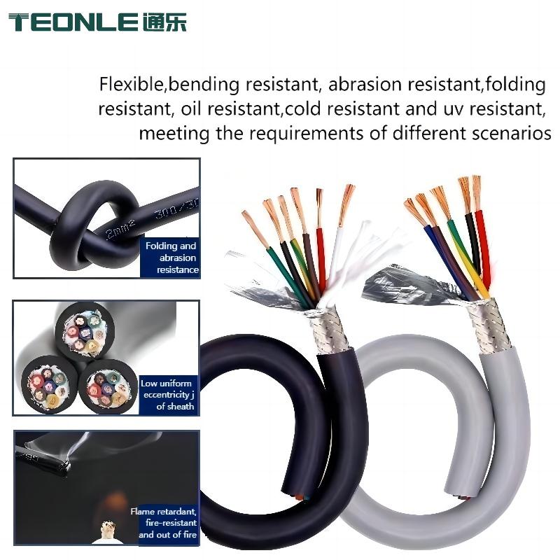High flexible drag chain shield cable oil resistance bending robot control power cord 16 core 20 core