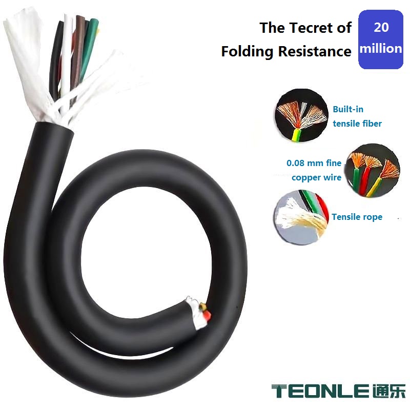 High flexibility oil, wear and cold resistance towing chain cable TRVV
