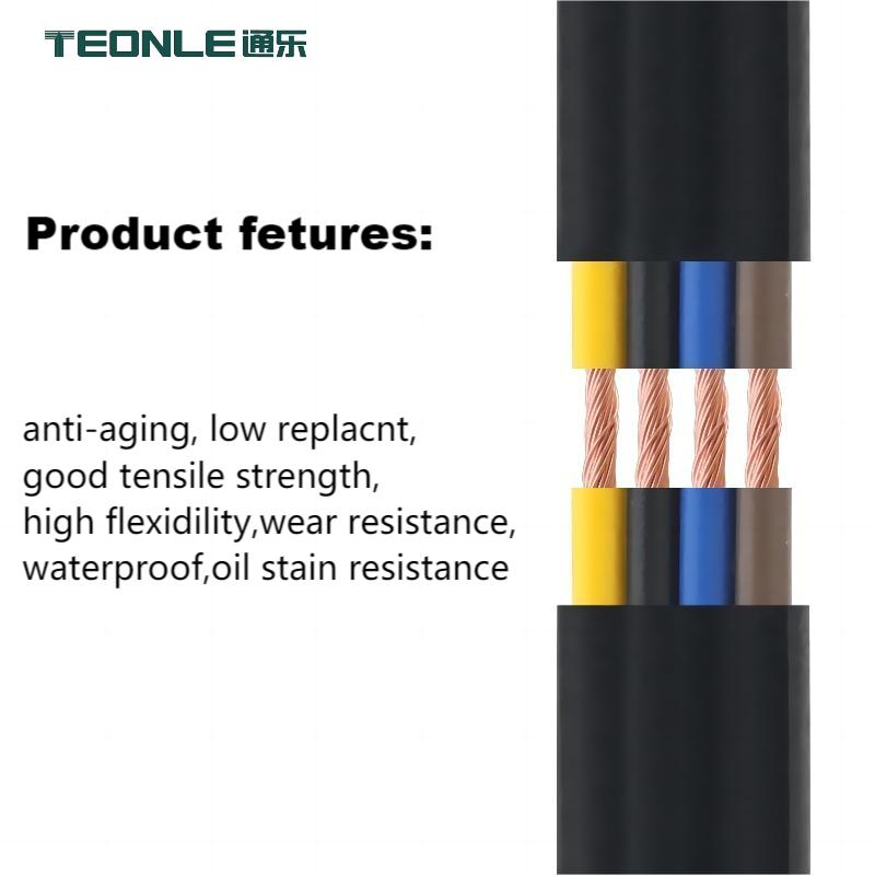High flexibility acid, alkali and cold resistant silicone flat cable 3/4/5/6/7/8 core cable