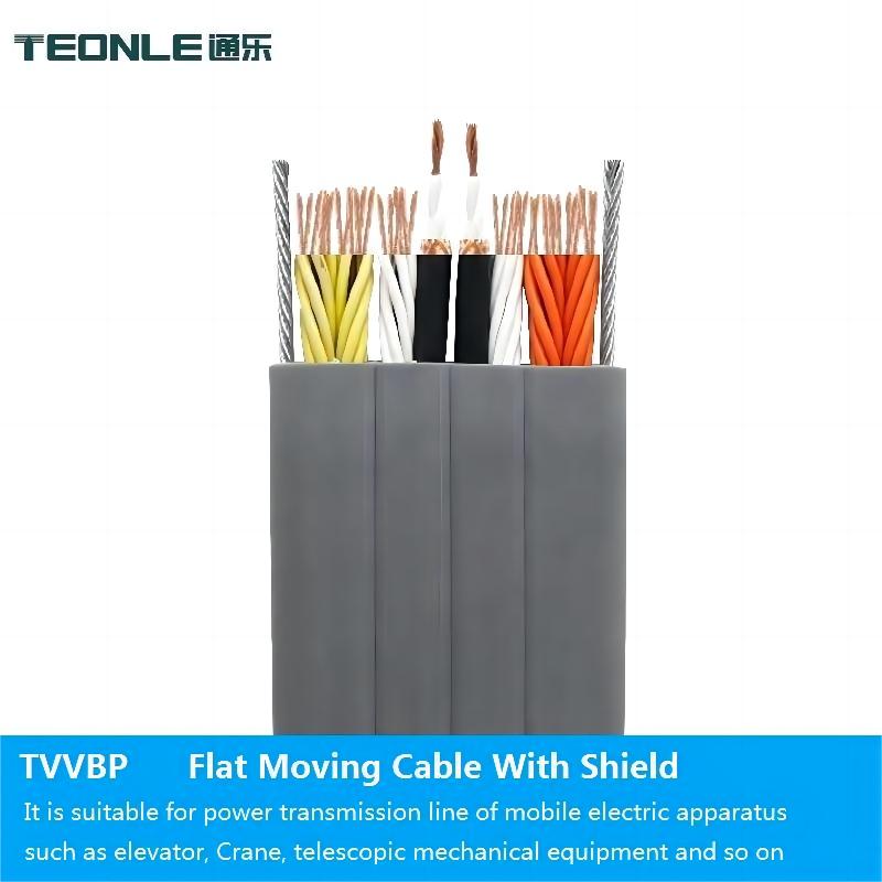 Elevator traveling flat cable high flexibility and resistance to bending tow chain cable