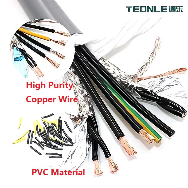 Oxygen free pure copper high flexibility composite robot cable Multi-core optional 10 12 14 16