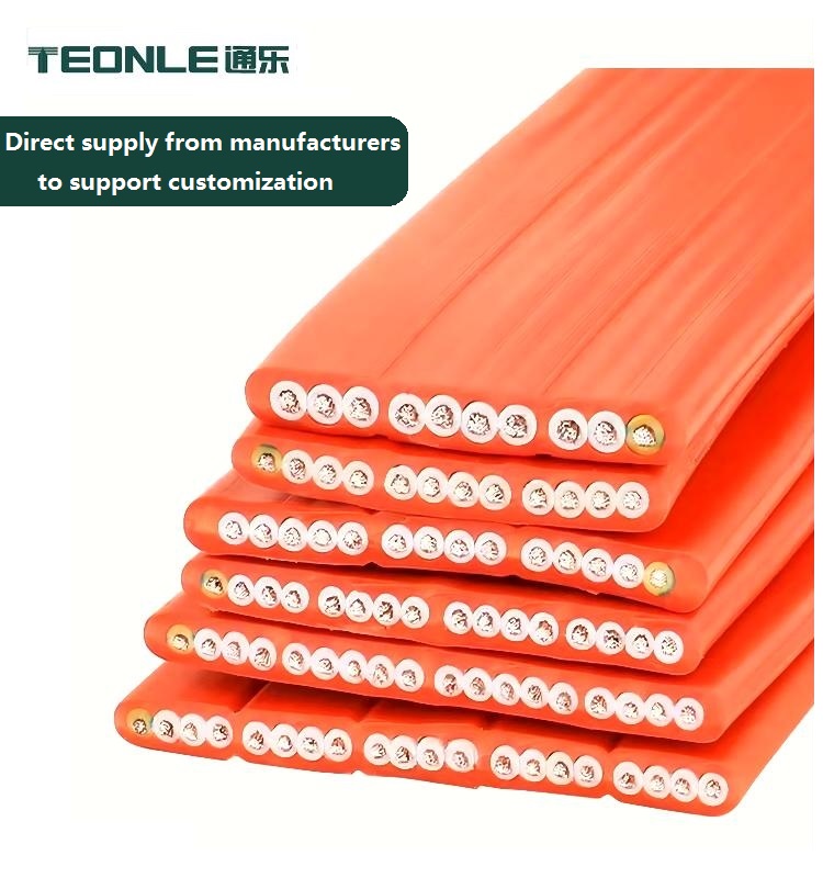 Soft collapsible silicone flat tow chain cable 3/4/5/6/7/8/9 core multiple colors optional