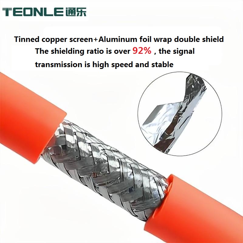 Oil resistant, halogen-free, flame retardant, low viscosity characteristics of high mixing material sheathed TRVVSP anti-interference shielding cable